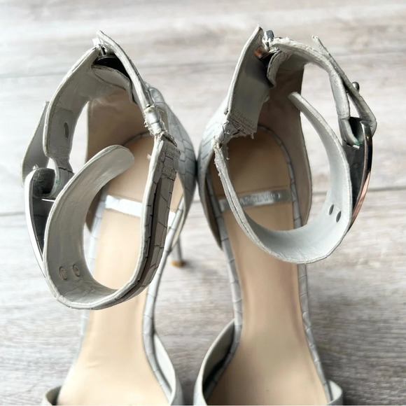 GUESS  by Marciano Silver Croc Print Stiletto Heels All Leather - Picture 6 of 15
